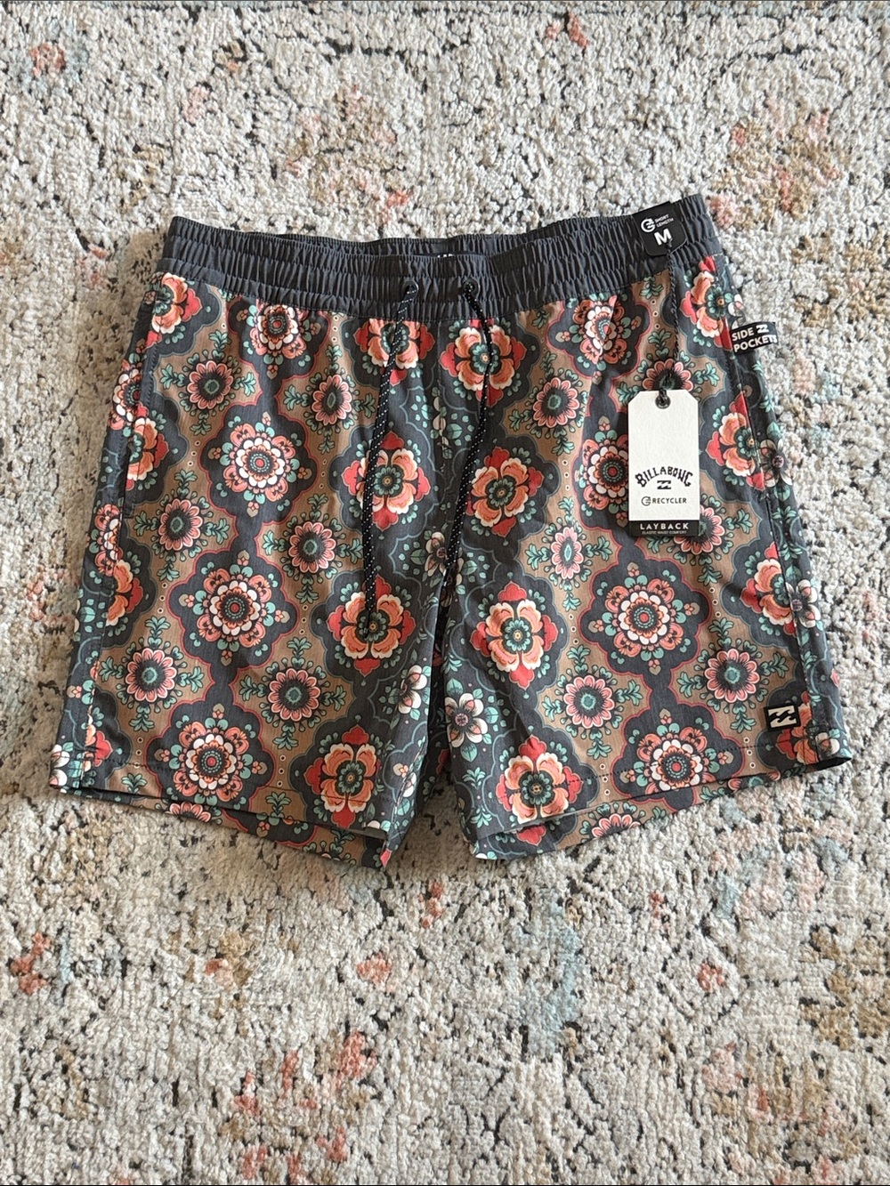 Billabong Men's Floral Hybrid Shorts - Gray, Coral, Cream